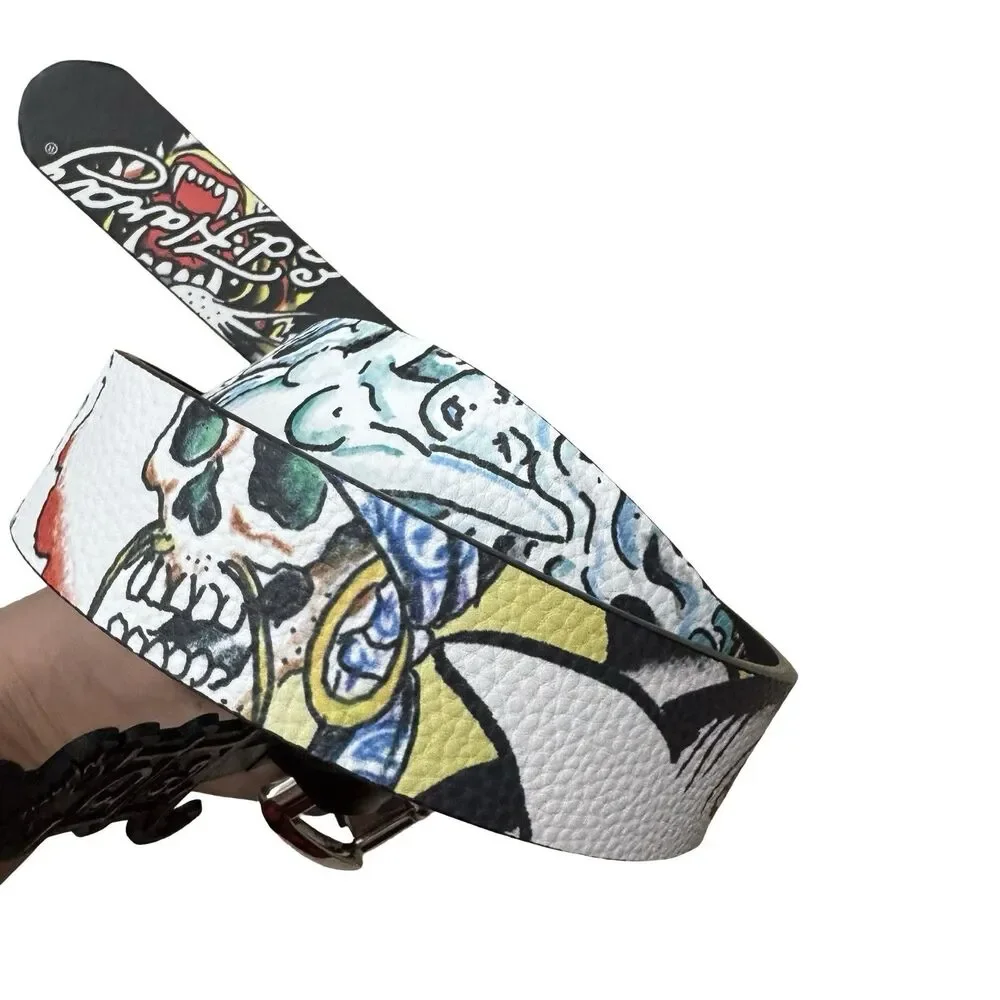 Ed Hardy Dragon Tattoo Neon Print Belt Men's Size 40 NEW!